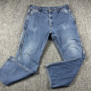 VTG Roundhouse Jeans Mens Medium Wash Blue Relaxed Straight Carpenter Fits 40x32